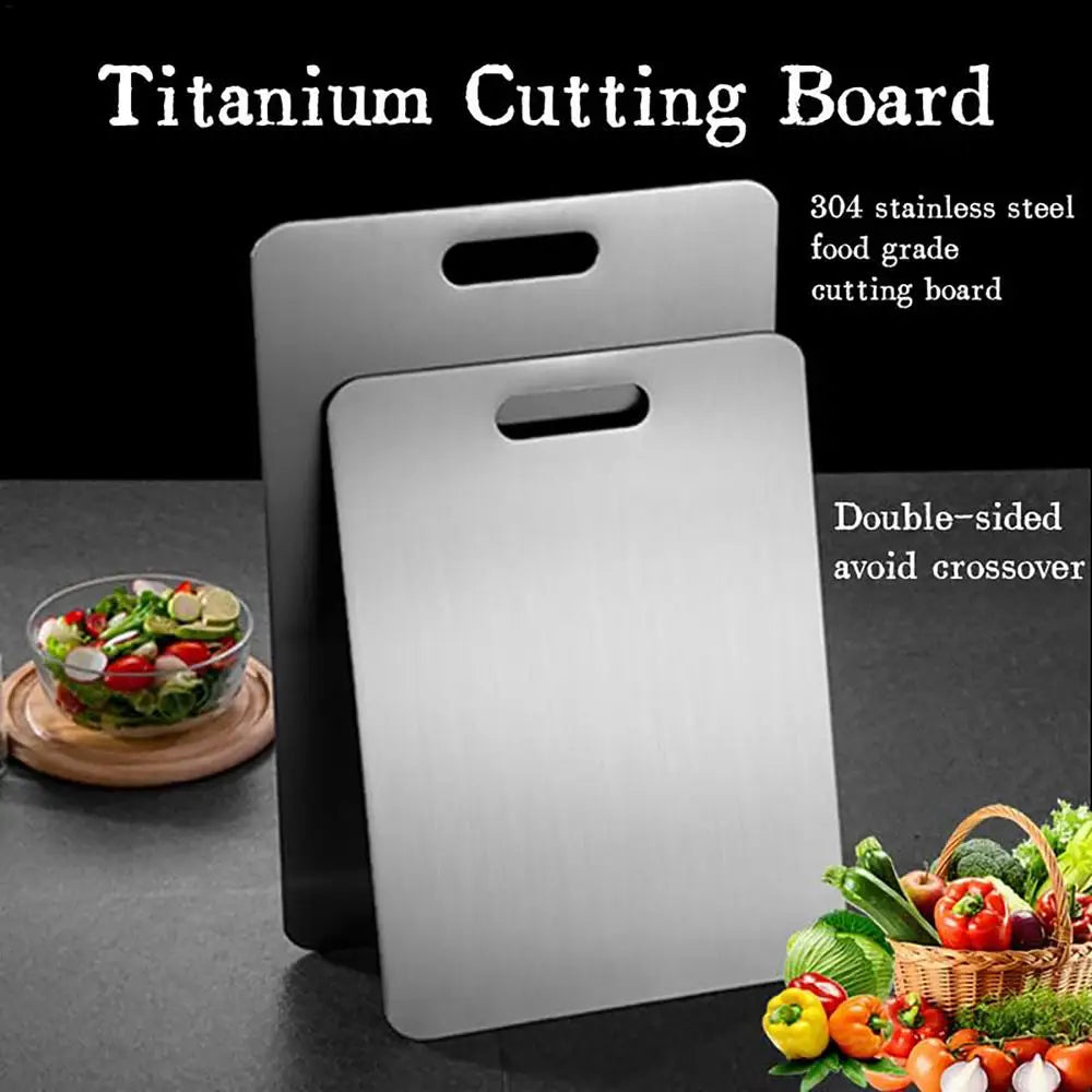Stainless Steel Cutting Board – 304 Food Grade Double Sided Thickened Portable Chopping Board for Kitchen, Camping & Travel