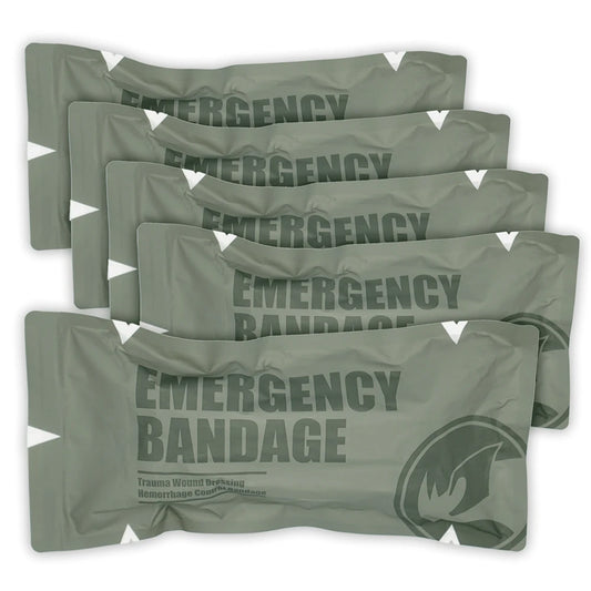 RHINO RESCUE Emergency Pressure Bandage – 4" & 6" High-Elasticity Wound Dressing IFAK Kit for Hiking & Outdoor Essentials