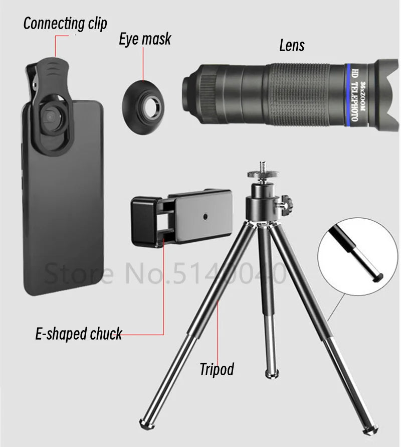 HD 36x Telescope lens professional Tele Zoom Camera Lenses With Tripod for iPhone smartphones Bird-watch Hunting