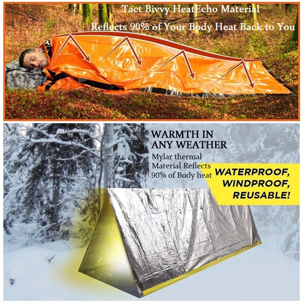Saco de dormir de emergencia de Mylar SurvivalPro — Saco térmico de supervivencia