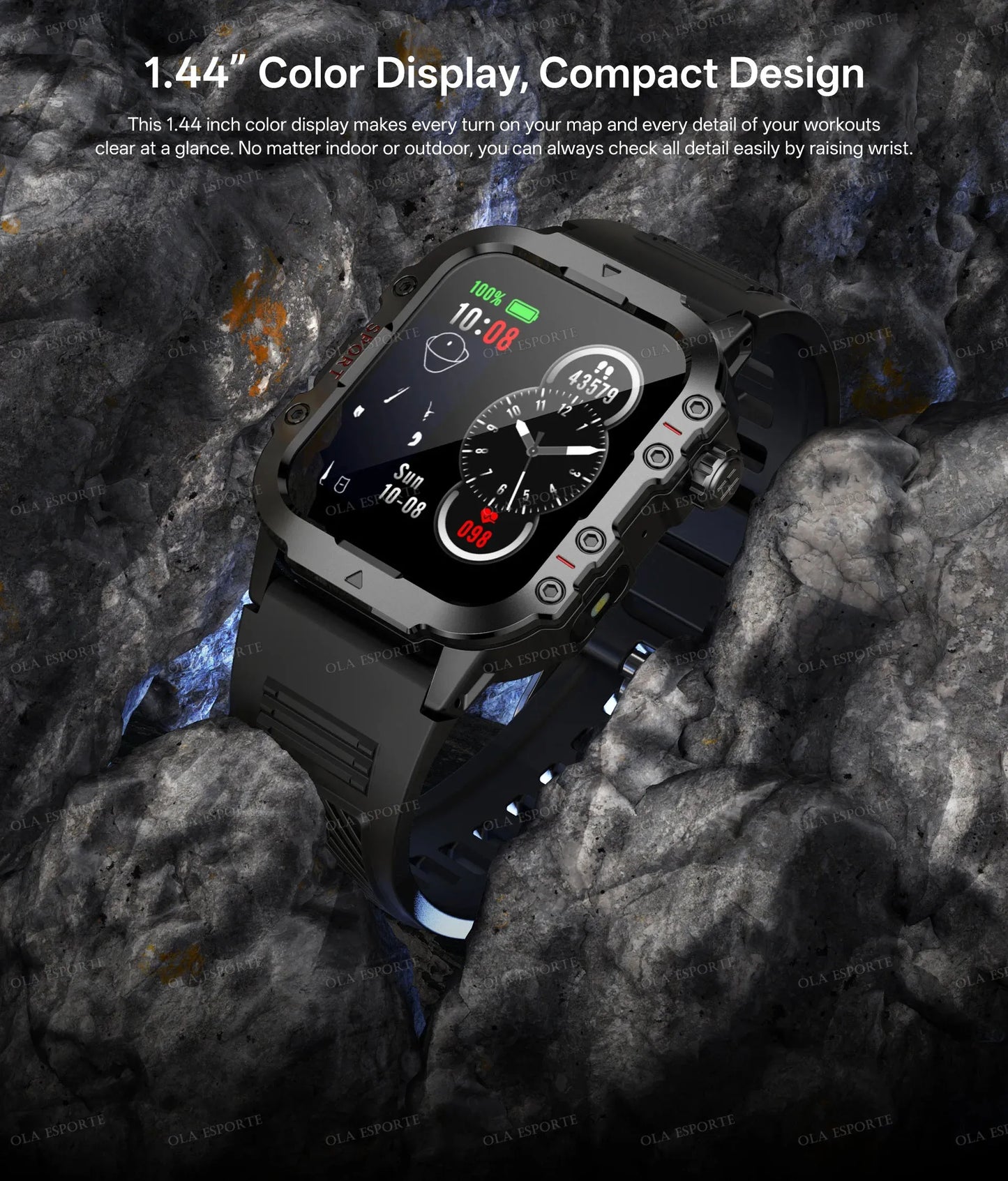 Military Smart Watch – GPS Flashlight 3ATM Waterproof Bluetooth Call 100+ Sport Modes Outdoor Smartwatch for Men