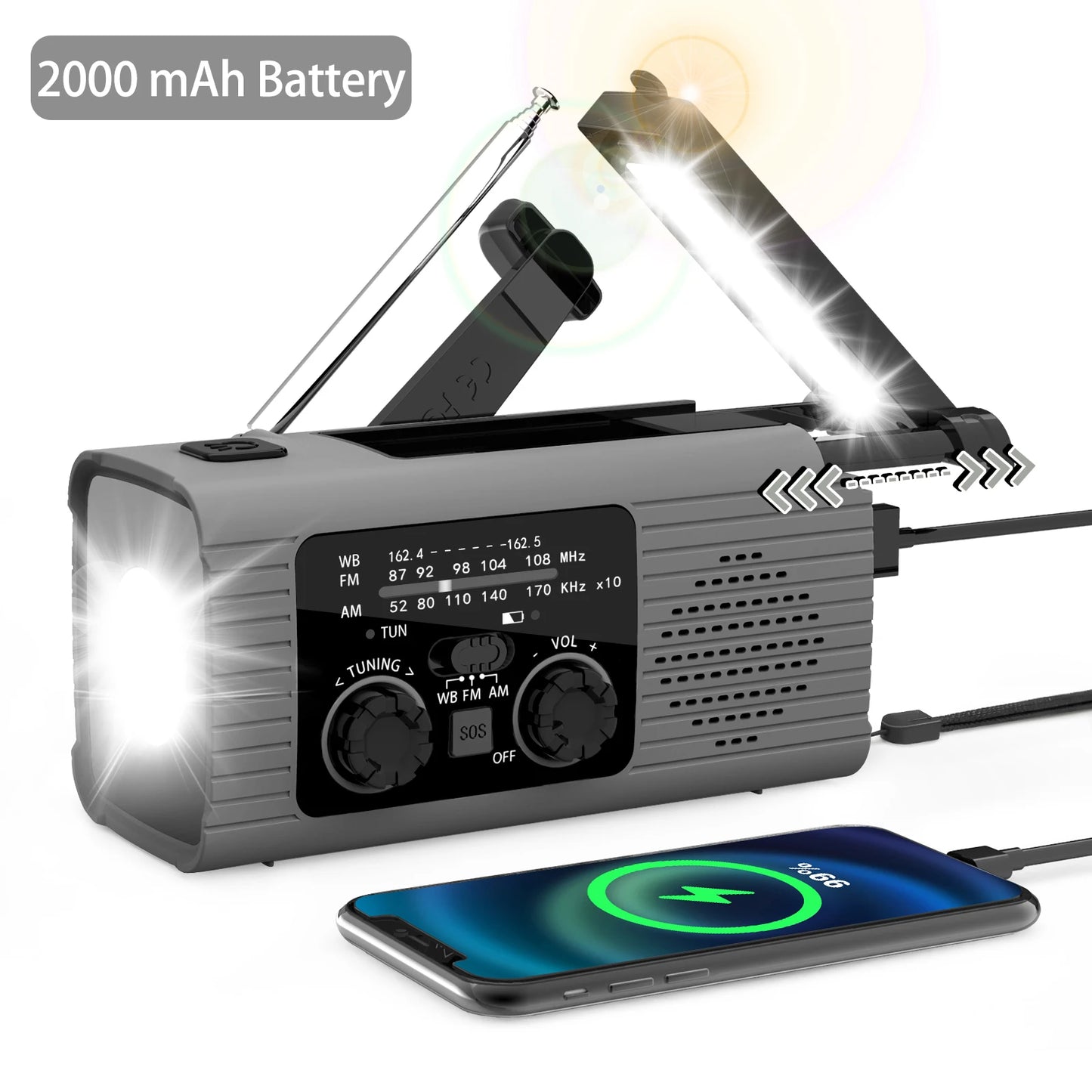 GuardianSignal 4000 — Radio y linterna solar de emergencia