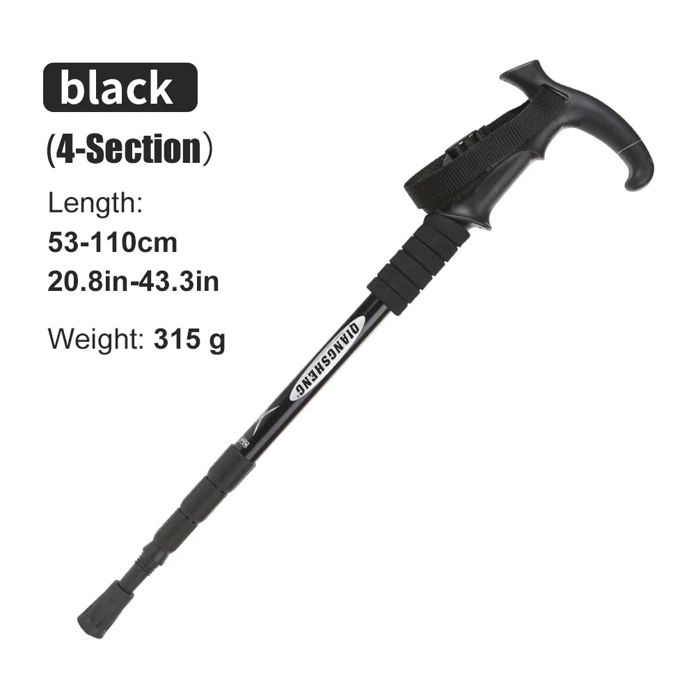 Folding Trekking Pole – 4-Section Portable Telescopic Hiking Stick