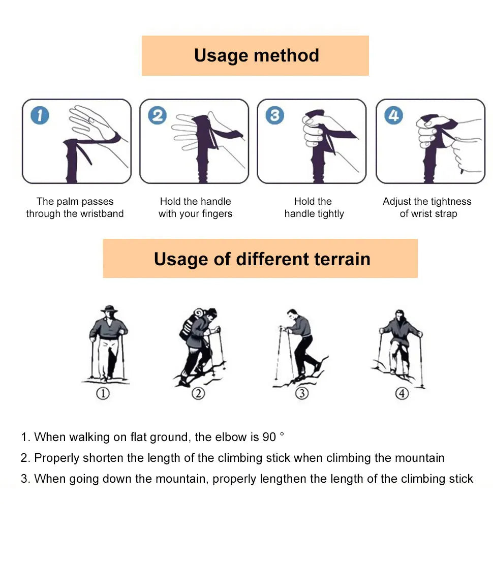 Folding Trekking Pole – 4-Section Portable Telescopic Hiking Stick