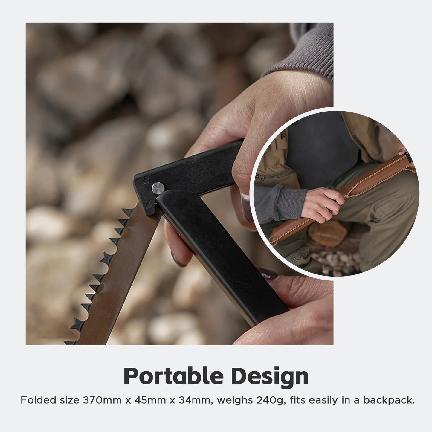 Serrucho Plegable – Sierra de Camping Plegable de Acero con Alto Contenido de Manganeso para Cortar Madera Seca y Húmeda