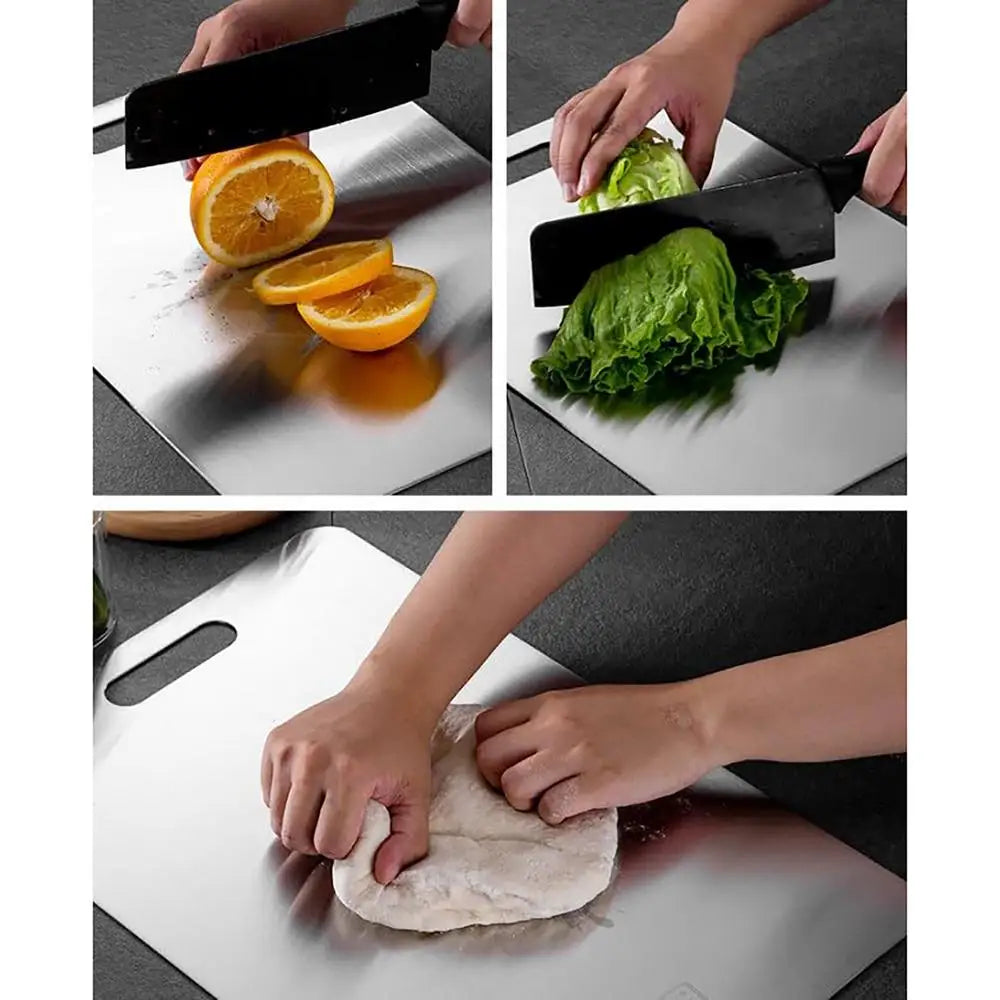Stainless Steel Cutting Board – 304 Food Grade Double Sided Thickened Portable Chopping Board for Kitchen, Camping & Travel
