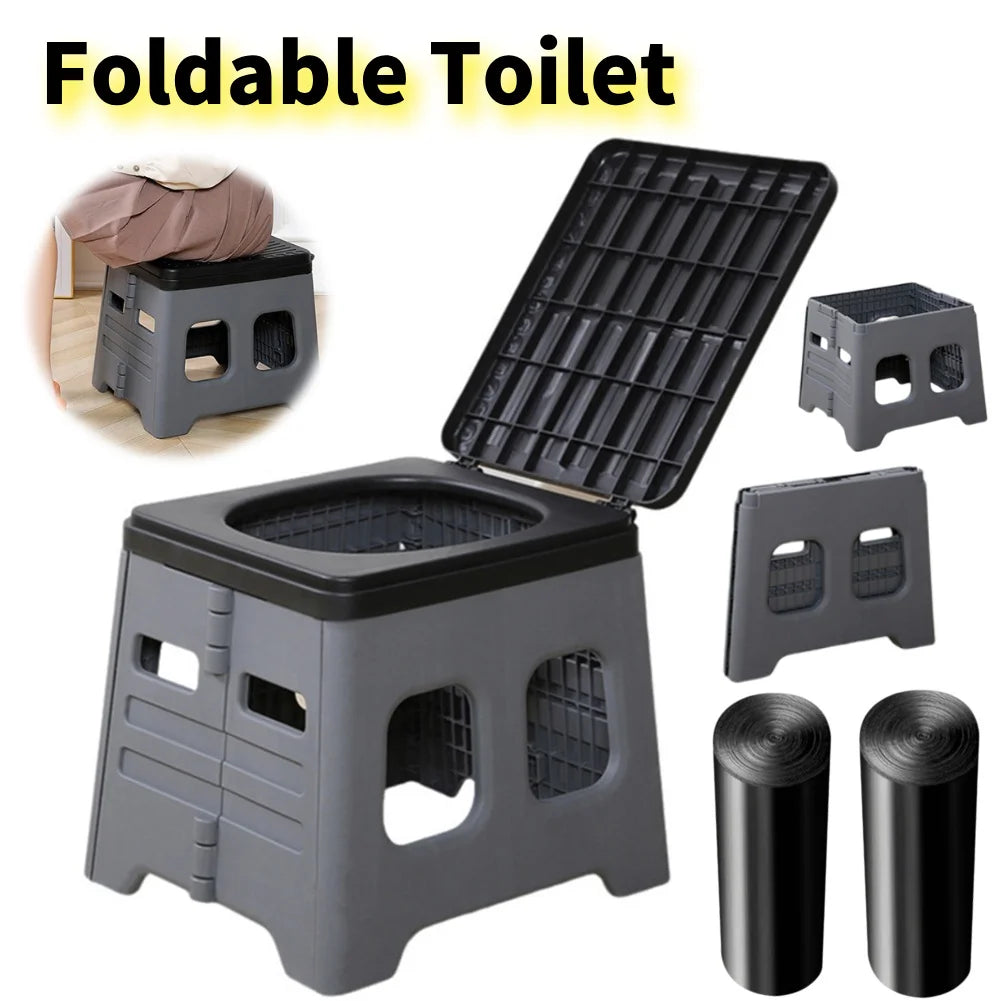 Portable Camping Toilet – Foldable Collapsible Potty with Lid for Camping, Travel & Emergency Use