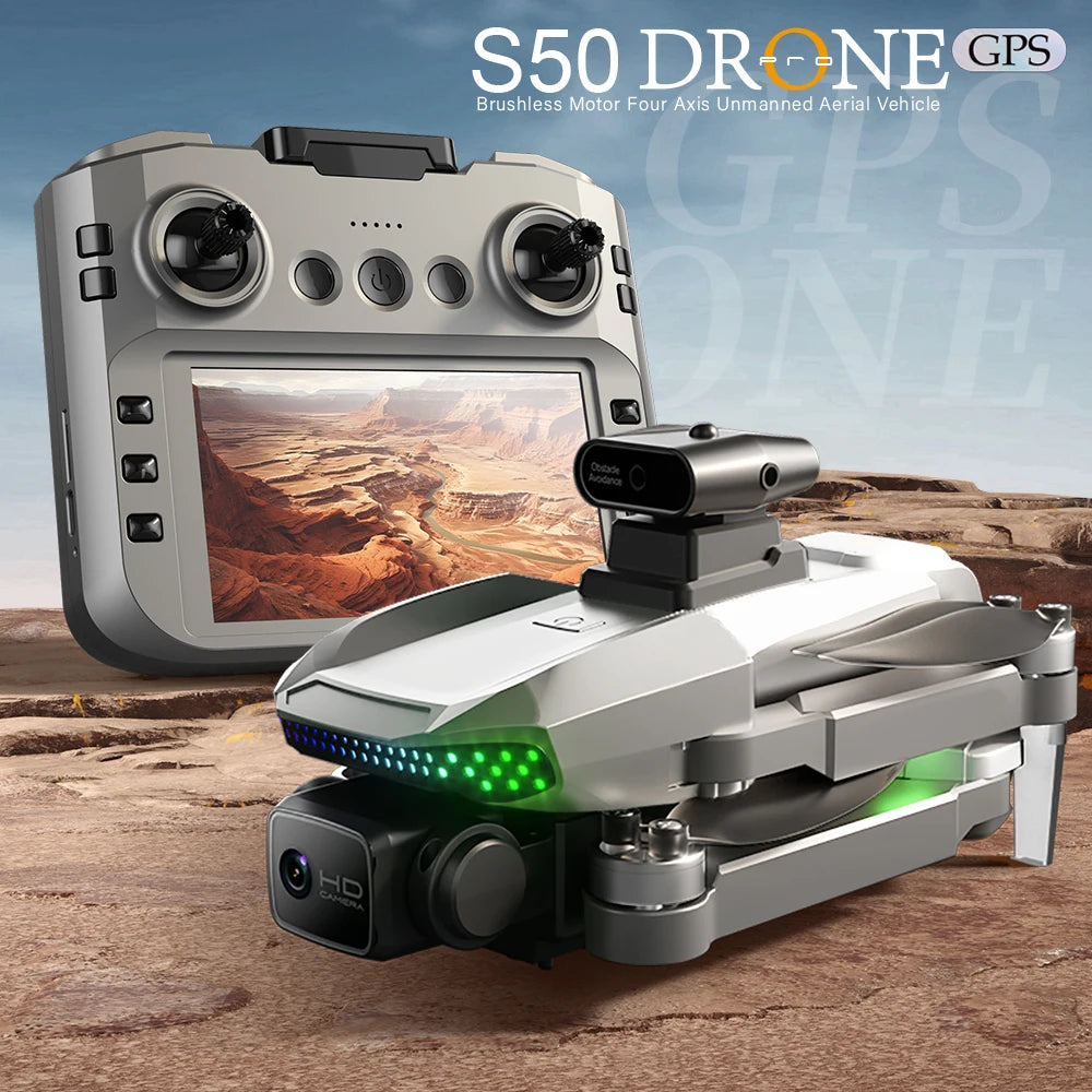 S50 PRO GPS Drone — 2 Batteries, HD Camera, Obstacle Avoidance, 4.5" Screen Remote