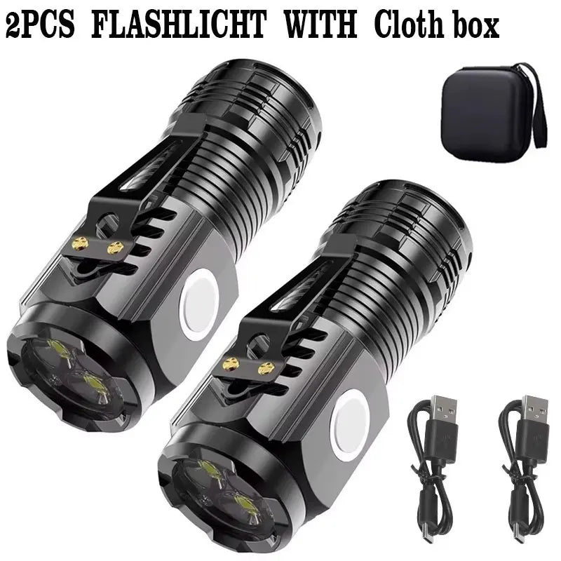 Mini lampe de poche EDC – Torche de poche étanche rechargeable USB à triple LED 5 modes avec SOS pour le camping et les urgences (41g)
