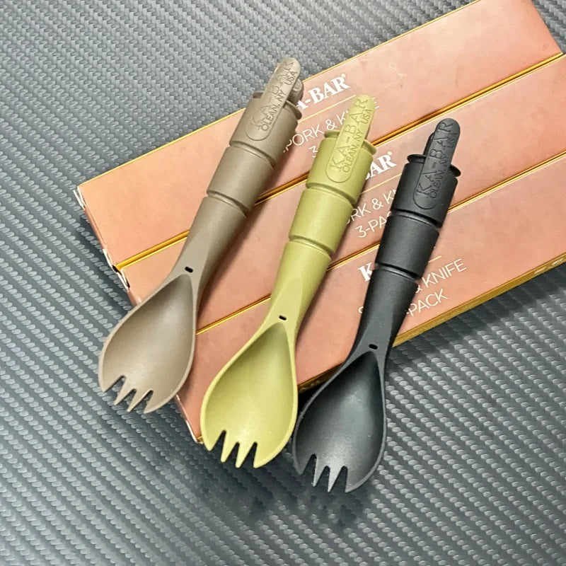 Ensemble de couverts tactiques mini SurvivalPro — Combo fourchette cuillère couteau EDC