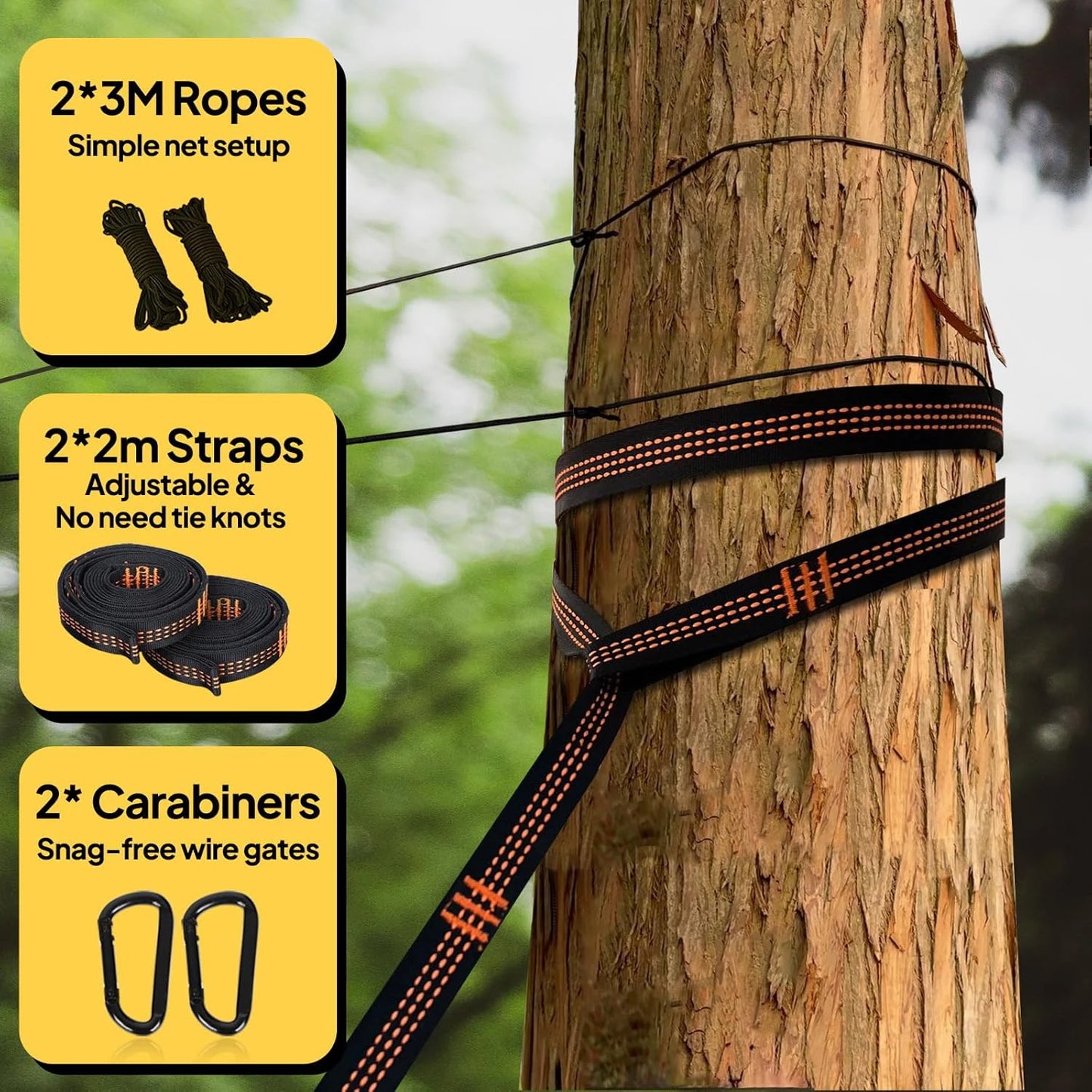 Lightweight Camping Hammock with Mosquito Net — 210T Nylon, 400 lbs Capacity