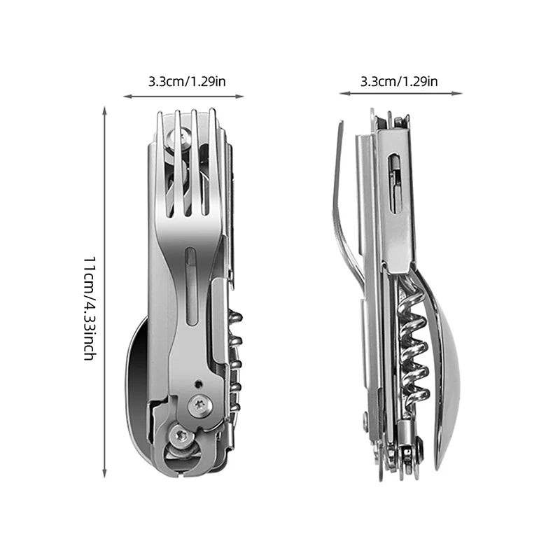 Stainless Steel Survival Knife Card – All-in-One Camping Tool with Saw, Rope & Tableware