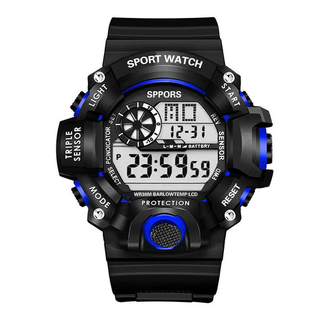 Men's Military Sports Watch – Large Dial Multifunctional Waterproof Luminous Alarm Digital Wristwatch for Men & Kids