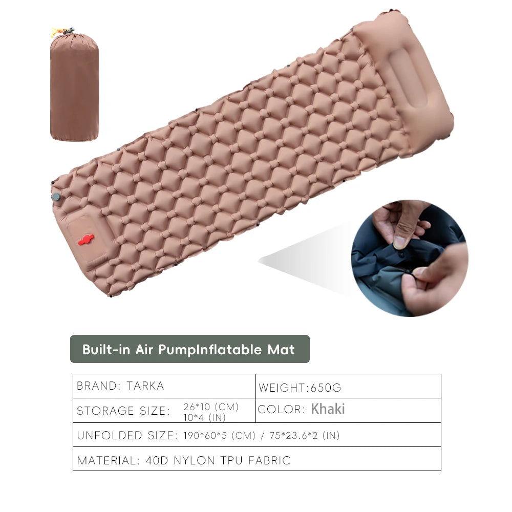 Self-Inflating Camping Mat with Pillow — Lightweight Sleeping Pad