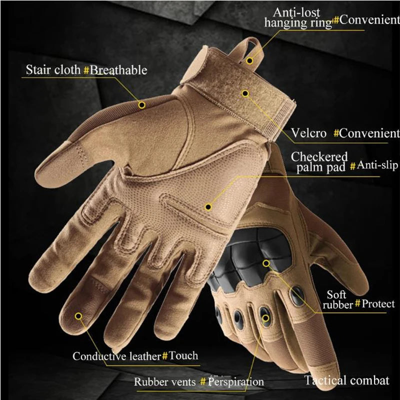 Touchscreen Tactical Gloves – Hard Shell & Palm Padding Combat Gloves for Motorcycle, Camping, Climbing & Hiking