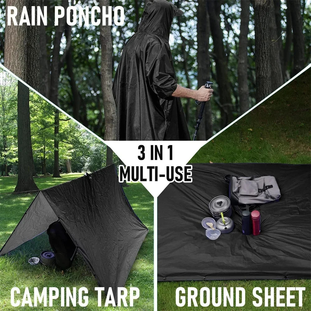 Impermeable militar WeatherShield 3 en 1 — Poncho impermeable con capucha