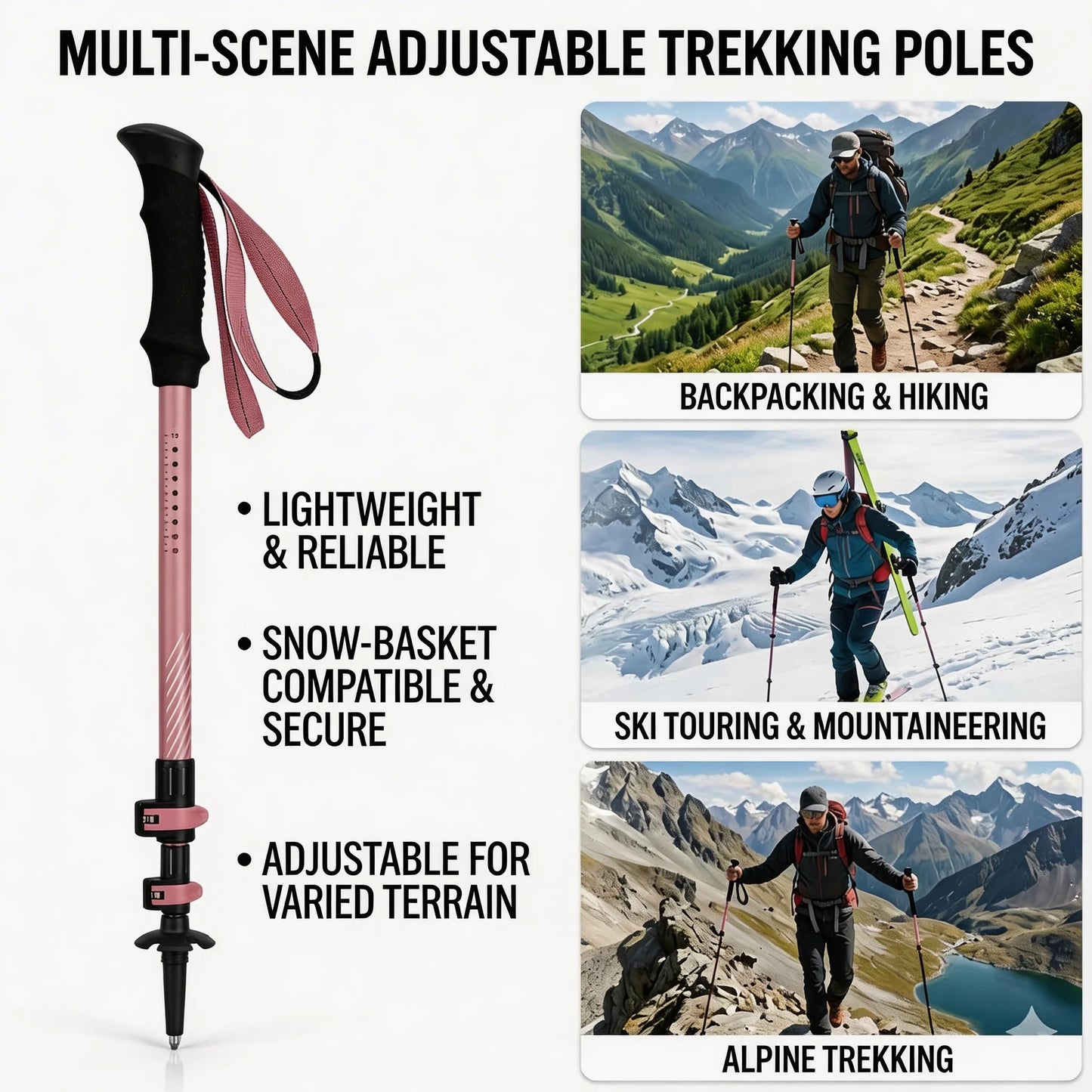 TacticalEdge Carbon Fiber Trekking Poles — Ultralight Folding Hiking Sticks