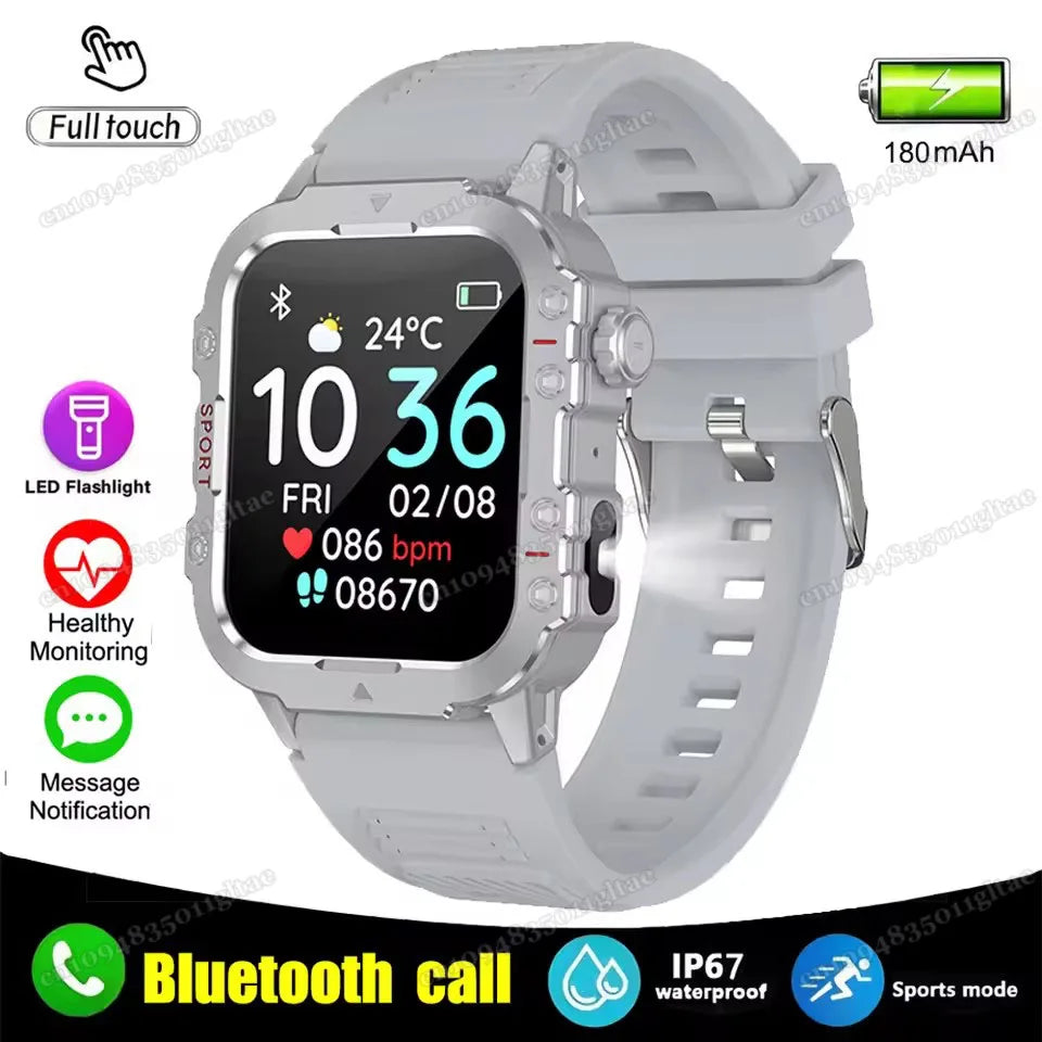 Military Smart Watch – GPS Flashlight 3ATM Waterproof Bluetooth Call 100+ Sport Modes Outdoor Smartwatch for Men