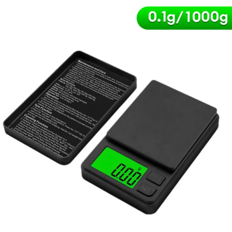 Precision Pocket Scale 1000g x 0.1g – Digital Gram Scale for Food, Jewelry, Ounces & Grains with Backlit LCD for Travel & Camping
