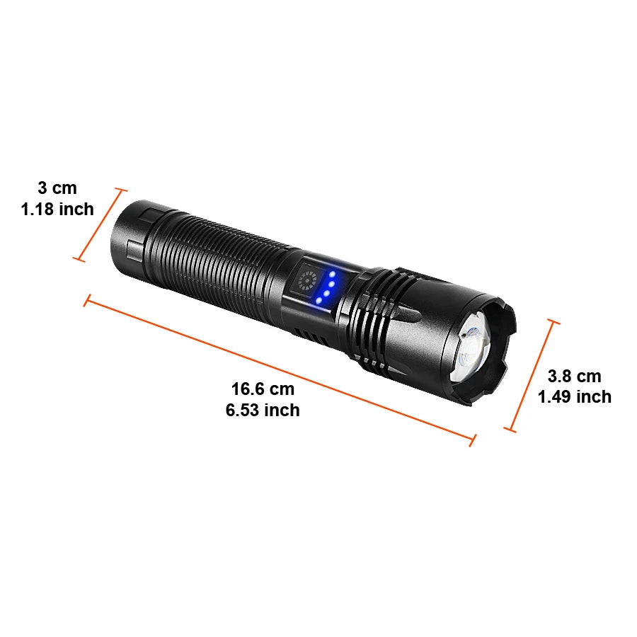 990000000LM LED Strong Light Flashlight Portable Rechargeable Lamp Built-in Battery Long Range Tactical Lantern Outdoor Lights