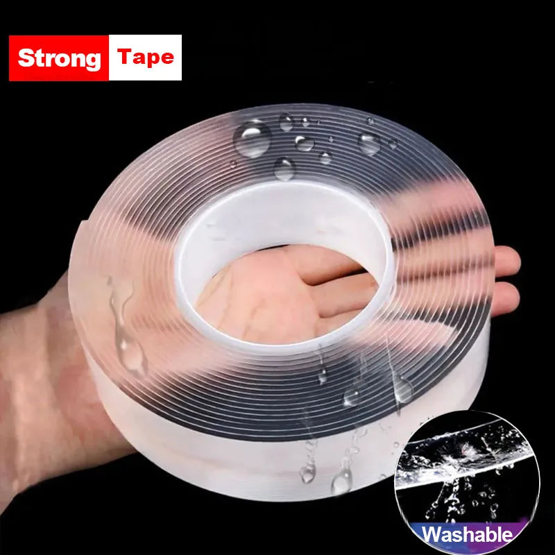 Nano Tape – Super Strong Double-Sided Transparent Reusable Waterproof Adhesive Tape for Home, Bathroom & Outdoor Use