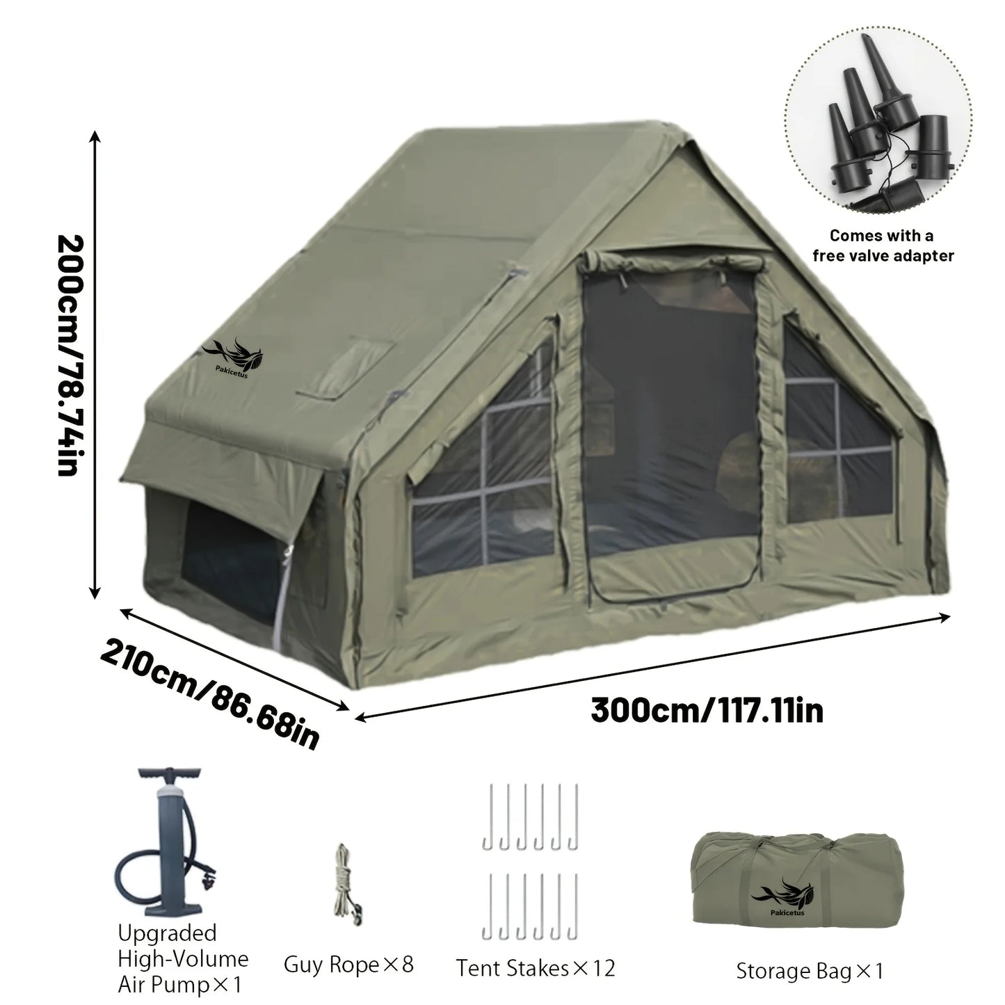PAKICETUS Inflatable Camping Tent – 4–8 Person All-Season Glamping Shelter with Skylight & Quick 3-Min Setup