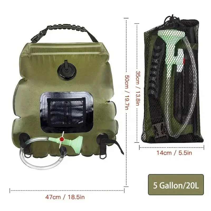 Sac de douche portable de camping PrepReady 20L – Sac d'eau extérieur chauffé à l'énergie solaire