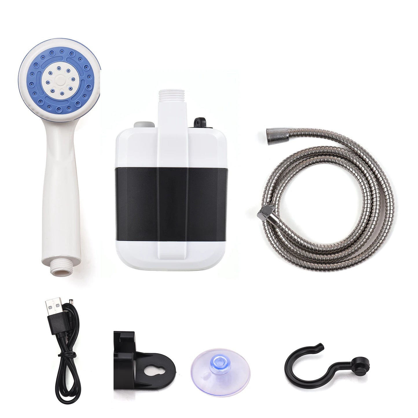 Douche de camping portable — Pompe électrique rechargeable par USB pour utilisation en extérieur et en cas d'urgence