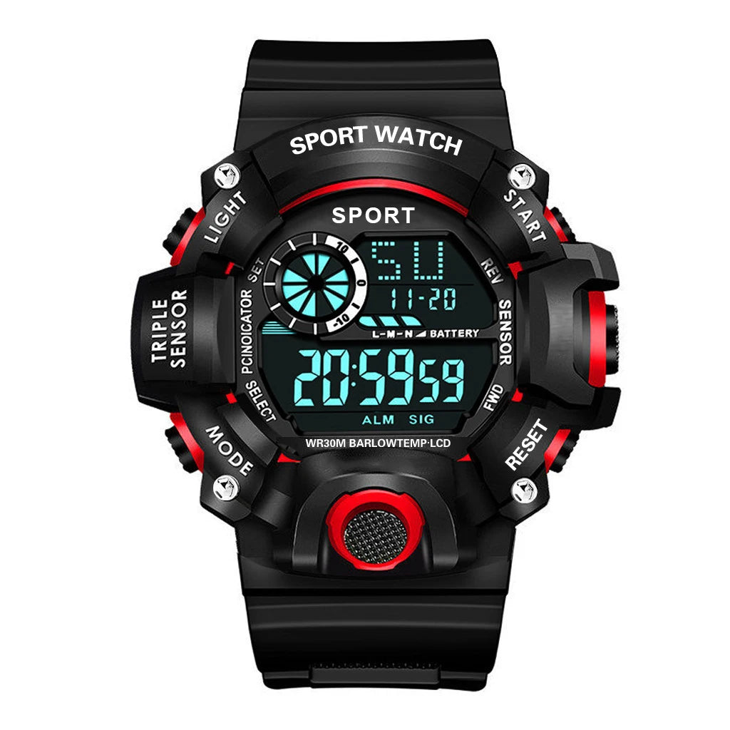 Men's Military Sports Watch – Large Dial Multifunctional Waterproof Luminous Alarm Digital Wristwatch for Men & Kids