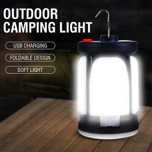 Solar & USB Rechargeable Camping Lantern – 500 Lumen Foldable LED Light with 6 Modes & Phone Charging for Camping & Emergency