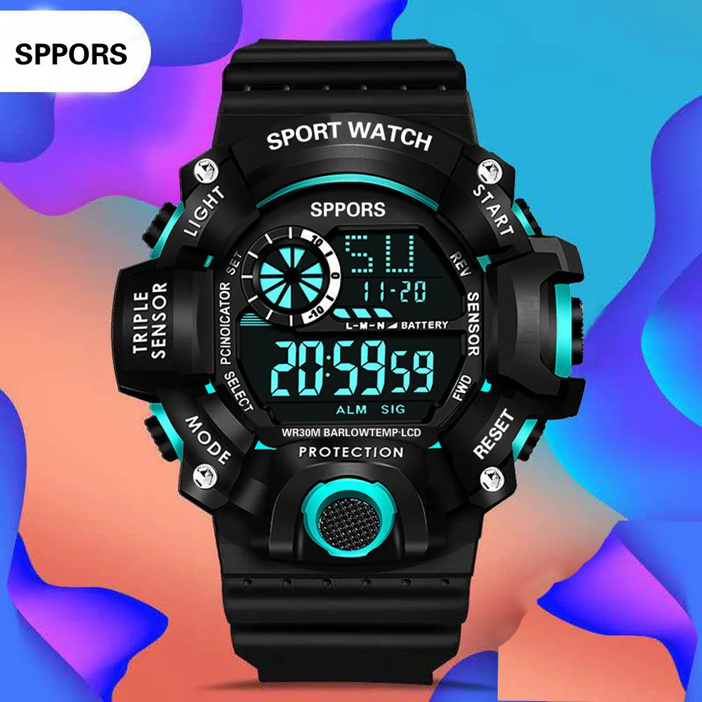 Men's Military Sports Watch – Large Dial Multifunctional Waterproof Luminous Alarm Digital Wristwatch for Men & Kids