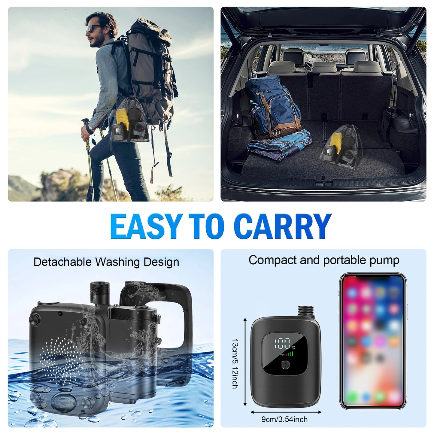 Ducha Portátil de Camping con Pantalla Digital | Kit Recargable