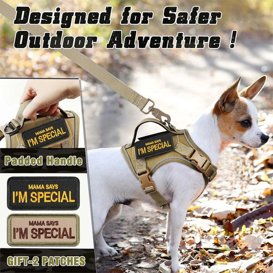 Tactical Dog Harness – Military K9 Vest with Reflective Strips & Quick-Release Buckles