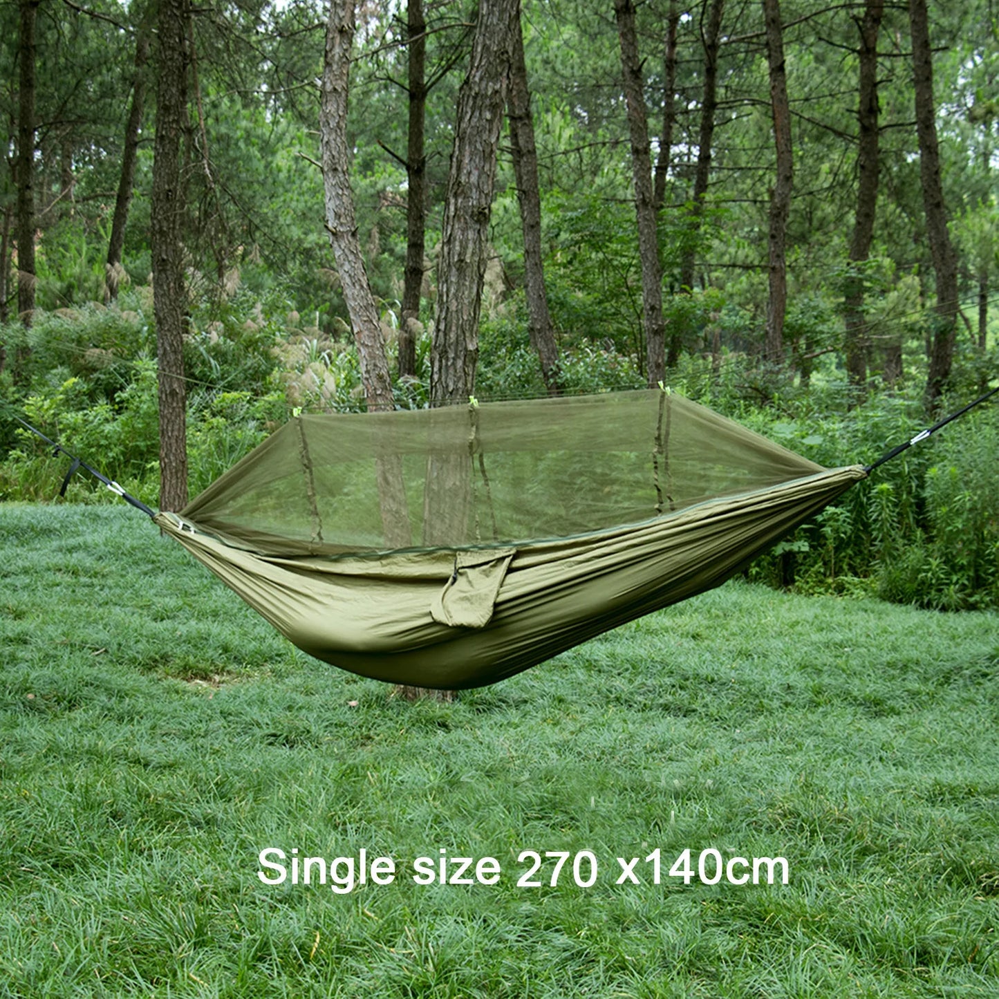 Nylon Camping Hammock with Mosquito Net — Single & Double Size, Portable