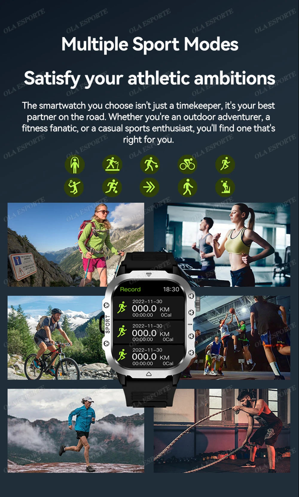 Military GPS Smart Watch – 2.01" AMOLED Bluetooth Call Flashlight 3ATM Waterproof Sports Smartwatch for Men