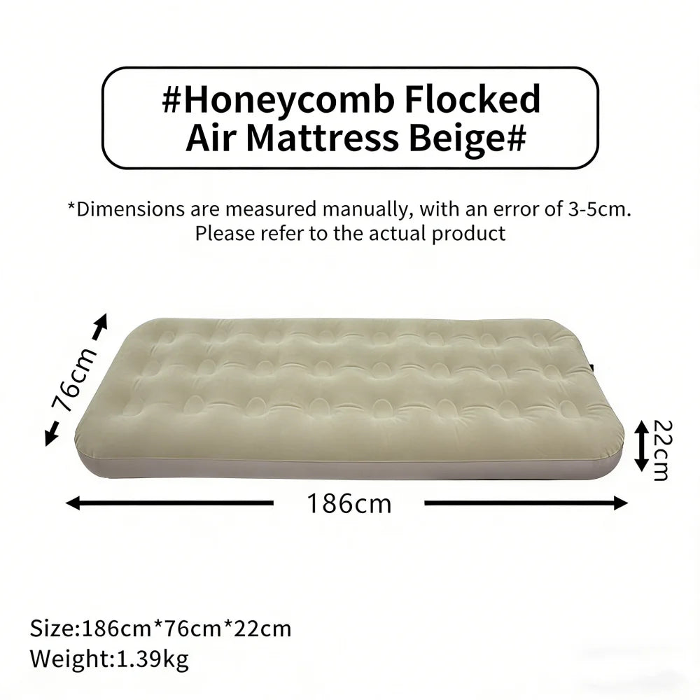 Matelas de couchage gonflable floqué pour camping – Tapis de lit portable individuel pour tentes, randonnée et backpacking
