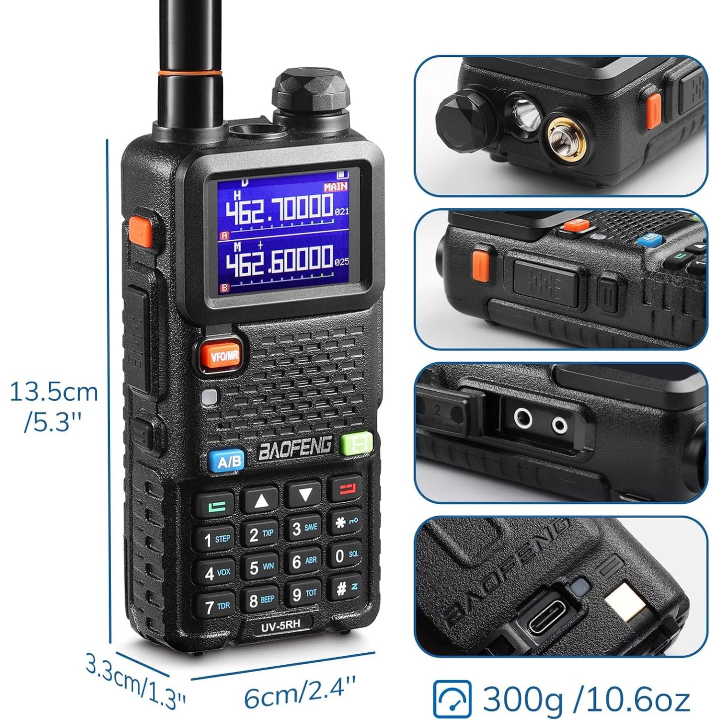 Baofeng UV-5R 4-Pack — Tri-Power 5W, Dual Band, Long Range Walkie Talkie