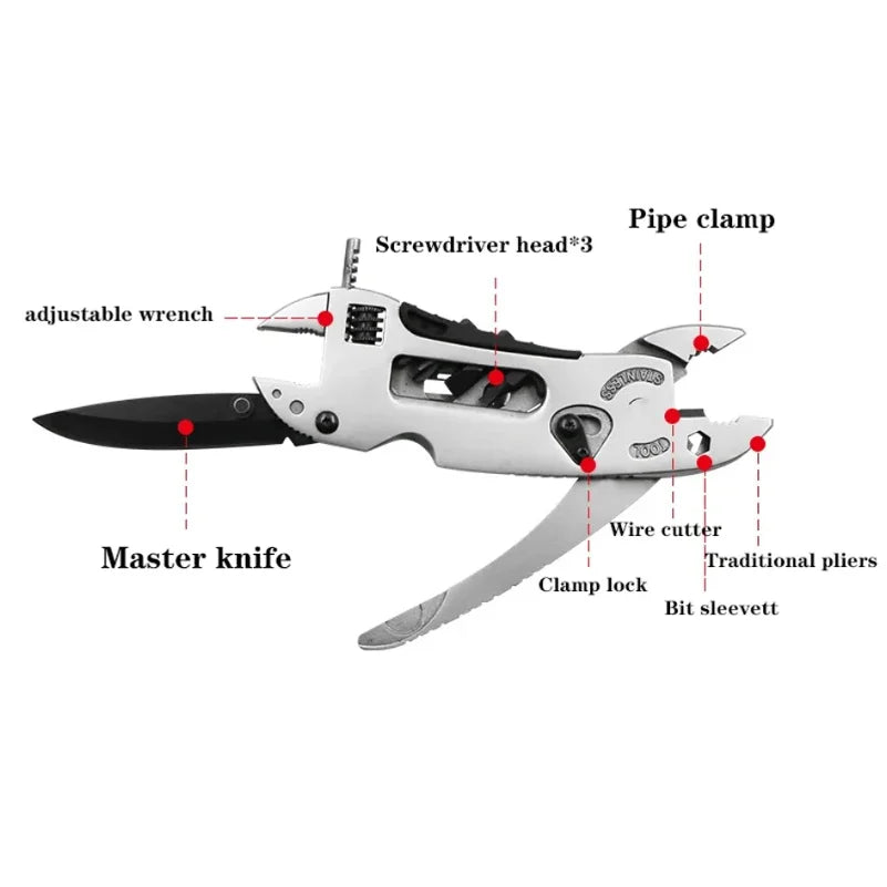 Couteau de survie multifonction — Clé à molette, coupe-fil et pince