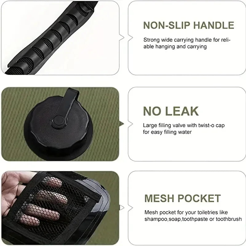 Sac de douche portable de camping PrepReady 20L – Sac d'eau extérieur chauffé à l'énergie solaire