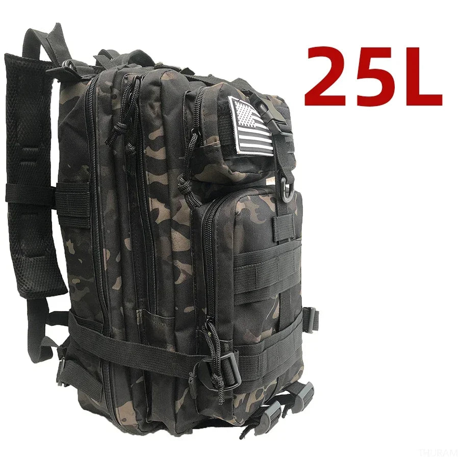 1000D Nylon Tactical Backpack – Waterproof MOLLE Rucksack for Trekking, Hunting & Camping (25L / 50L)