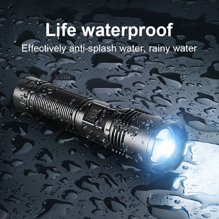 990000000LM LED Strong Light Flashlight Portable Rechargeable Lamp Built-in Battery Long Range Tactical Lantern Outdoor Lights
