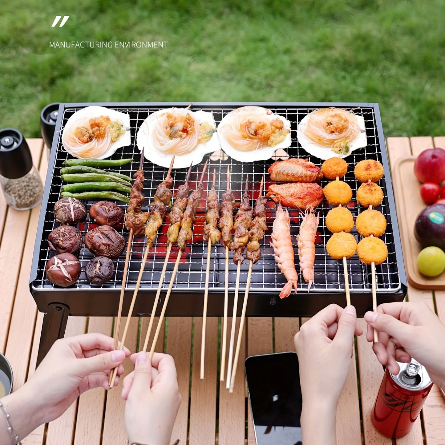 Portable Smokeless Charcoal BBQ Stove – Foldable Barbecue Rack for Outdoor Camping, Picnics & Backyard Grilling