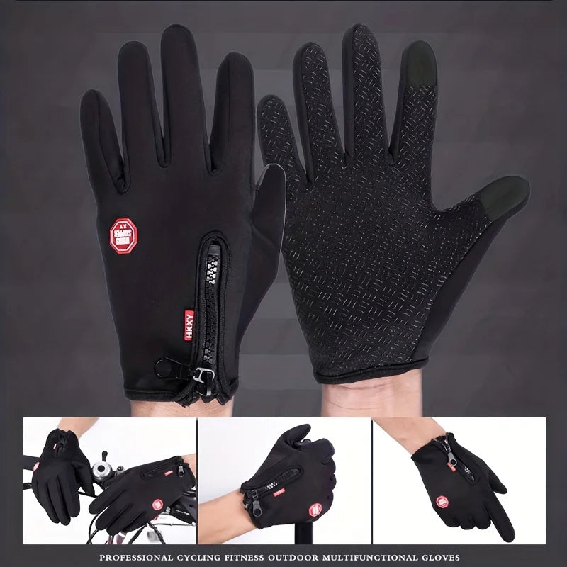 Touchscreen Winter Gloves – Windproof Non-Slip Warm Outdoor Gloves for Cycling, Driving, Motorcycle & Cold Weather
