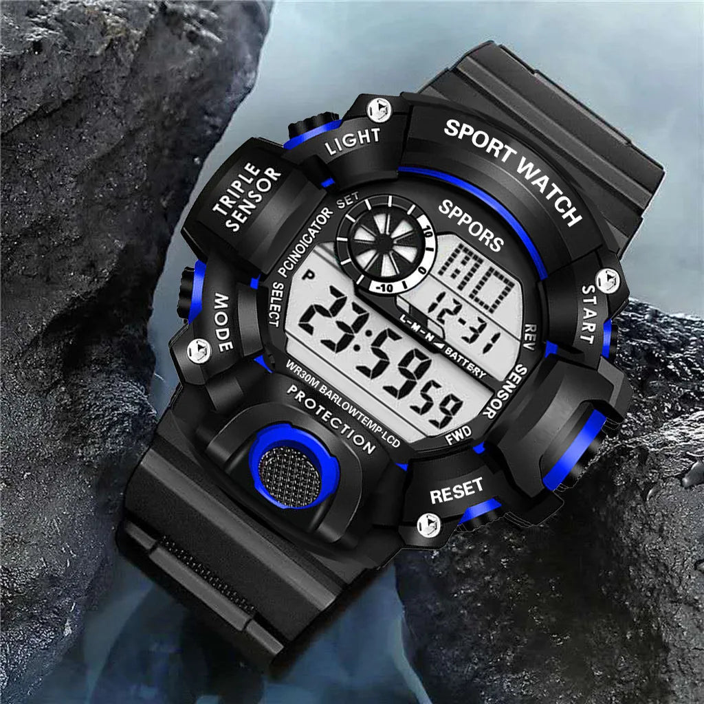 Men's Military Sports Watch – Large Dial Multifunctional Waterproof Luminous Alarm Digital Wristwatch for Men & Kids