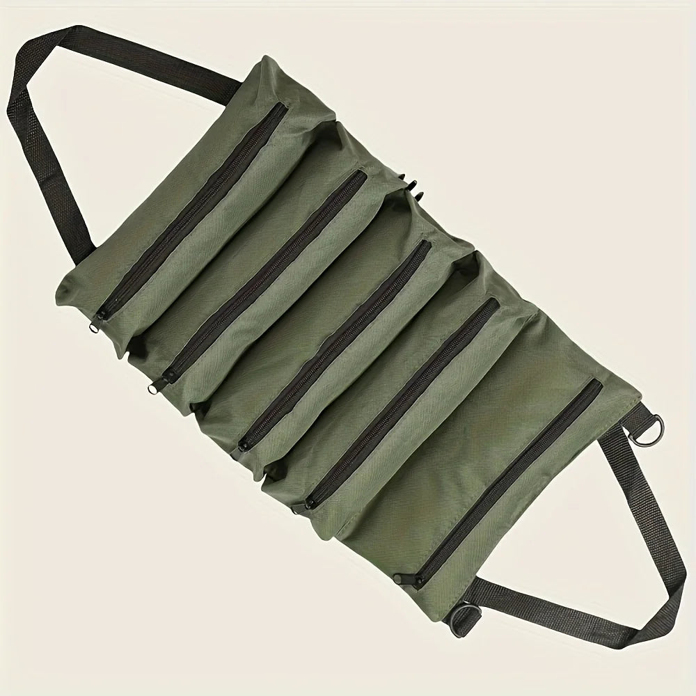 Roll-Up Tool Organizer Bag – Multi-Pocket Oxford Cloth Pouch for Hardware, Camping & EDC Gear