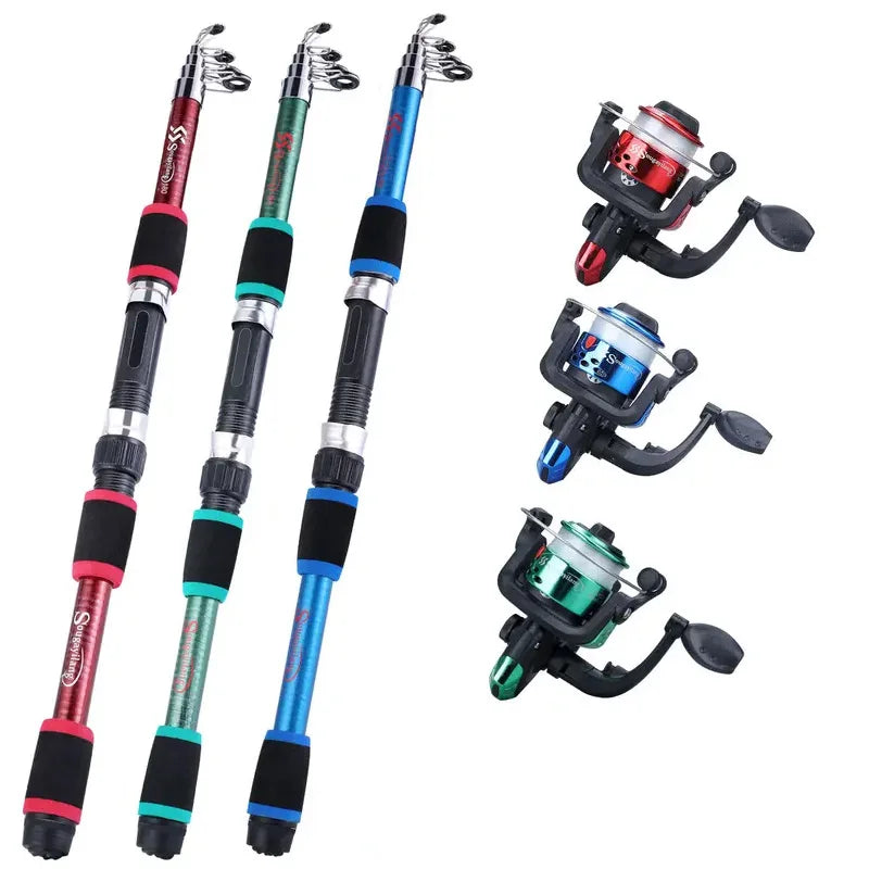 Telescopic Fishing Rod & Reel Combo – Full Kit with Spinning Reel, Baits & Hooks for Travel & Outdoor Fishing