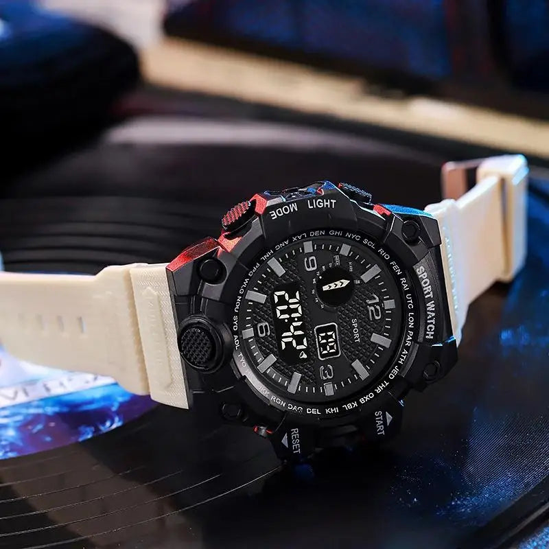 Men's Military Sports Watch – Large Dial Multifunctional Waterproof Luminous Alarm Digital Wristwatch for Men & Kids