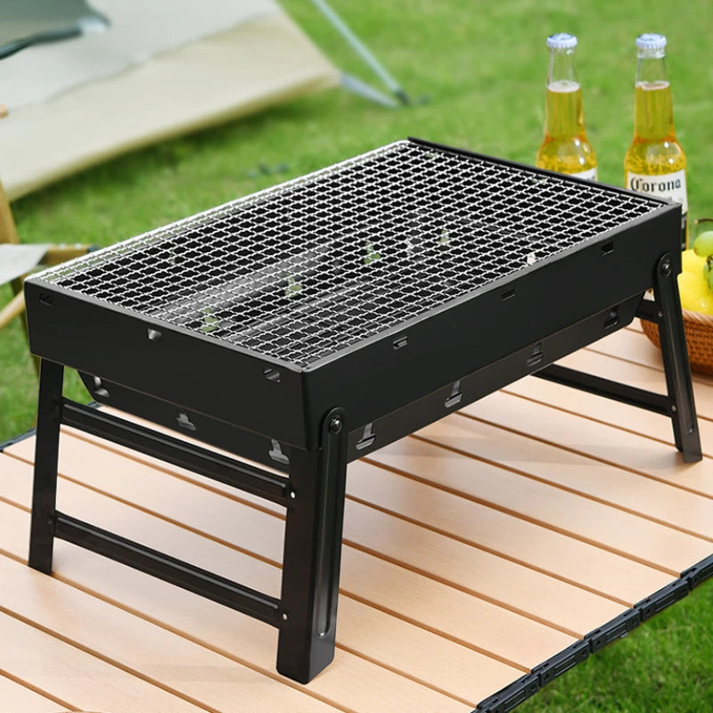 Portable Smokeless Charcoal BBQ Stove – Foldable Barbecue Rack for Outdoor Camping, Picnics & Backyard Grilling