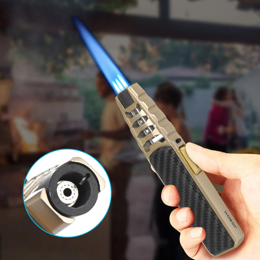 Metal Outdoor Windproof Butane Gas Lighter Turbine Torch Blue Flame Strong Fire Pistol Kitchen BBQ Baking Camping Tools