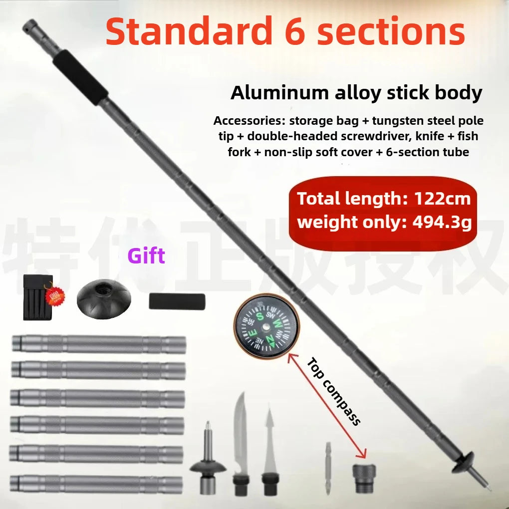 Trekking Poles Folding Multifunctional Hiking Poles Outdoor Hiking Camping Ultralight Tactical Set Telescopic Hiking Poles